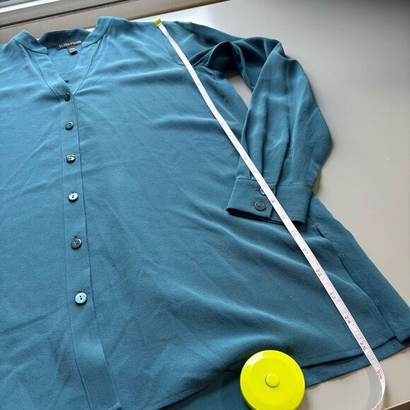 Eileen fisher silk crepe de chine stand collar blouse shirt size XXS - Picture 7 of 12